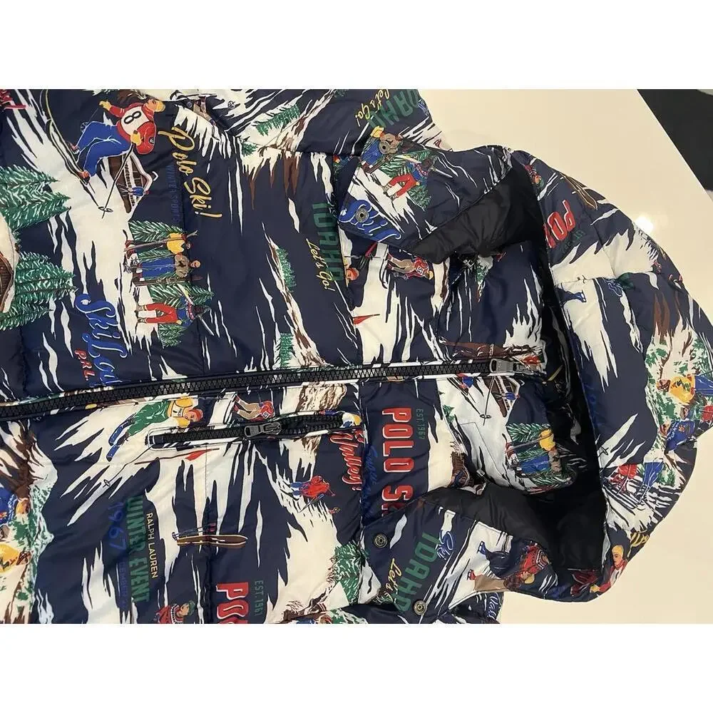 $398 Polo Ralph Lauren Water Repellent Graphic Ski Print 700 Down Jacket Coat S